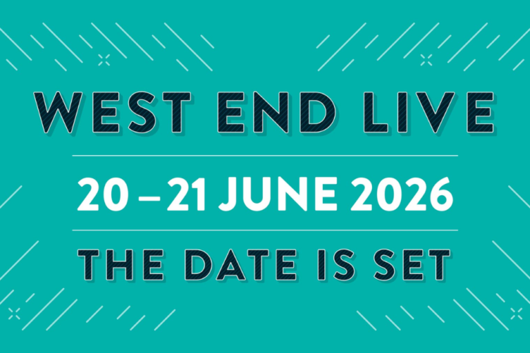 Teal poster announcing West End Live on June 20–21, 2026 with the message 'The date is set'.