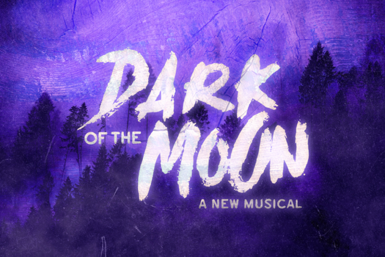 Poster for Dark of the Moon: A New Musical, with purple forest background and bold white title text